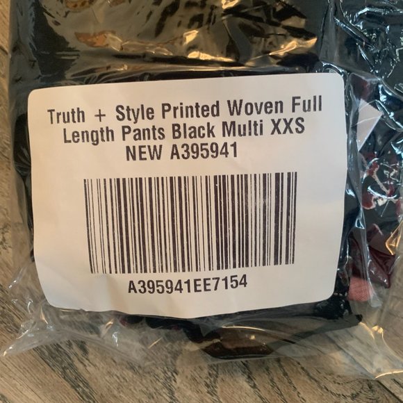 NWT TRUTH + STYLE PRINTED WOVEN FULL LENGTH PANTS BLACK MULTI XXS - Picture 5 of 6